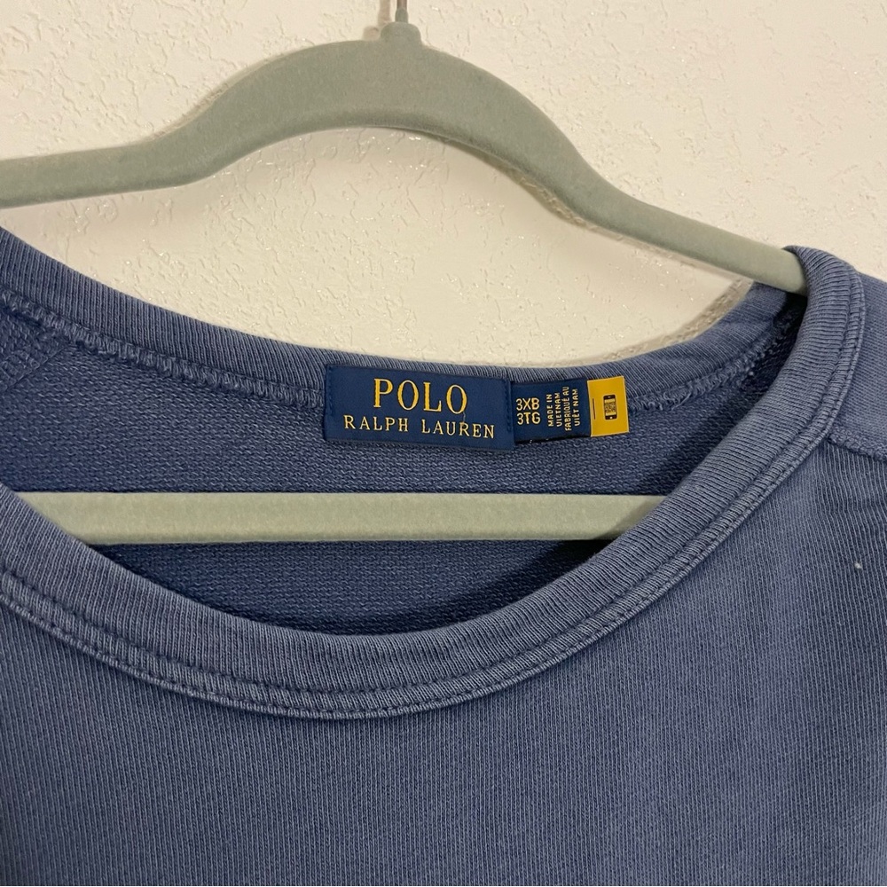 Ralph Lauren Polo Men’s Blue Big/Tall Raglan Sleeved Spa Terry Sweatshirt 3XB - Picture 8 of 11